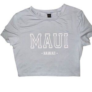 SHEIN Women's Blue and Grey Crop-top